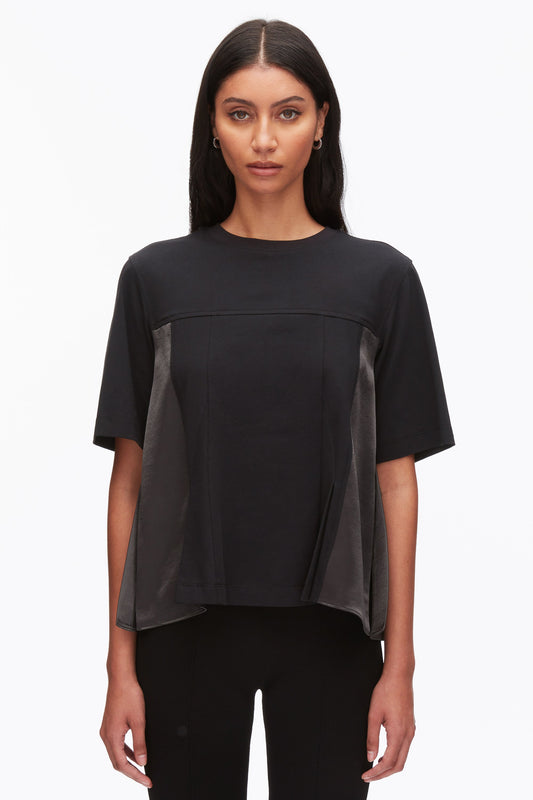 Puff Sleeve Flounce T-Shirt with Satin Panels - 3.1 Phillip Lim Exclusive