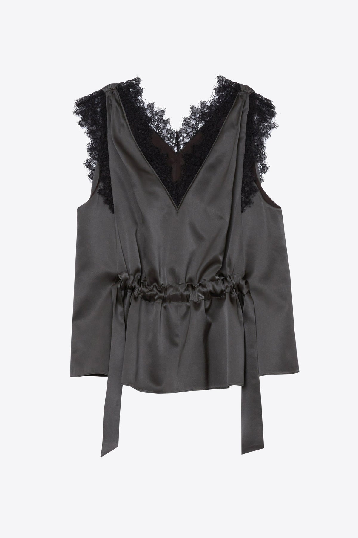 Sleeveless Satin V-Neck with Lace Trim - 3.1 Phillip Lim Top Pick