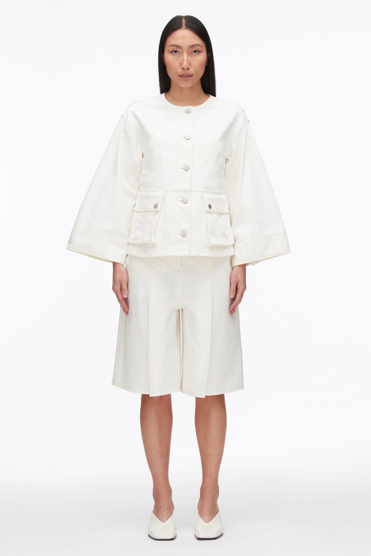 Collarless Trapeze Denim Jacket - 3.1 Phillip Lim Trusted