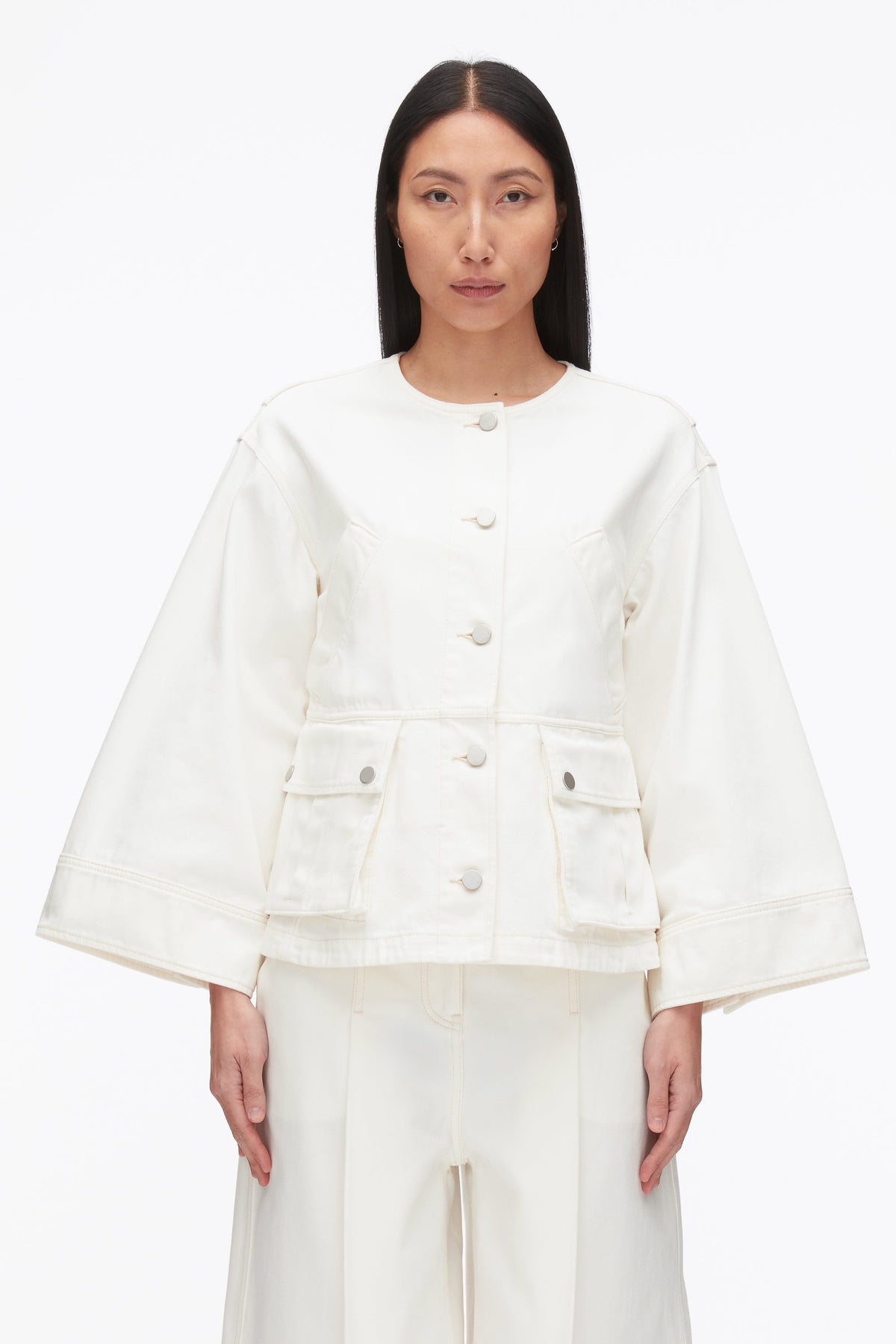 Collarless Trapeze Denim Jacket - 3.1 Phillip Lim Trusted