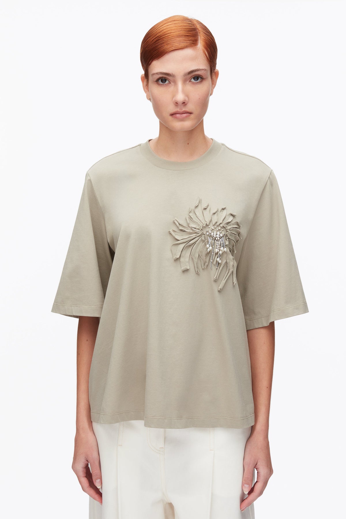 Trapeze T-Shirt with Floral Appliqué - 3.1 Phillip Lim Deals