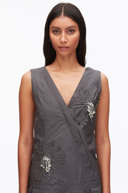 Draped Tank Dress with Floral Appliqué - 3.1 Phillip Lim Sale