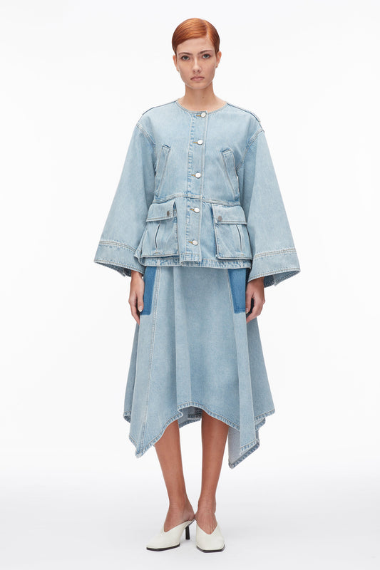 Collarless Trapeze Denim Jacket - 3.1 Phillip Lim Latest