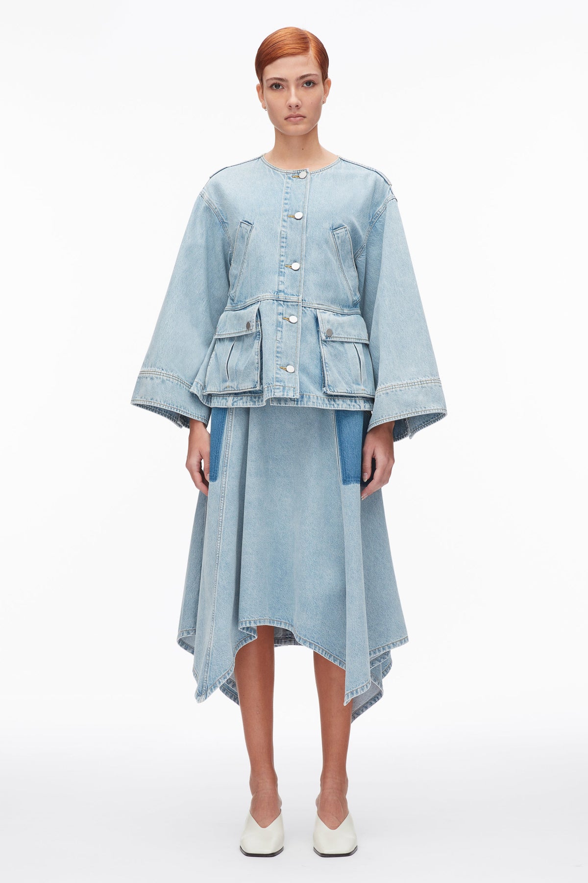 Collarless Trapeze Denim Jacket - 3.1 Phillip Lim Latest