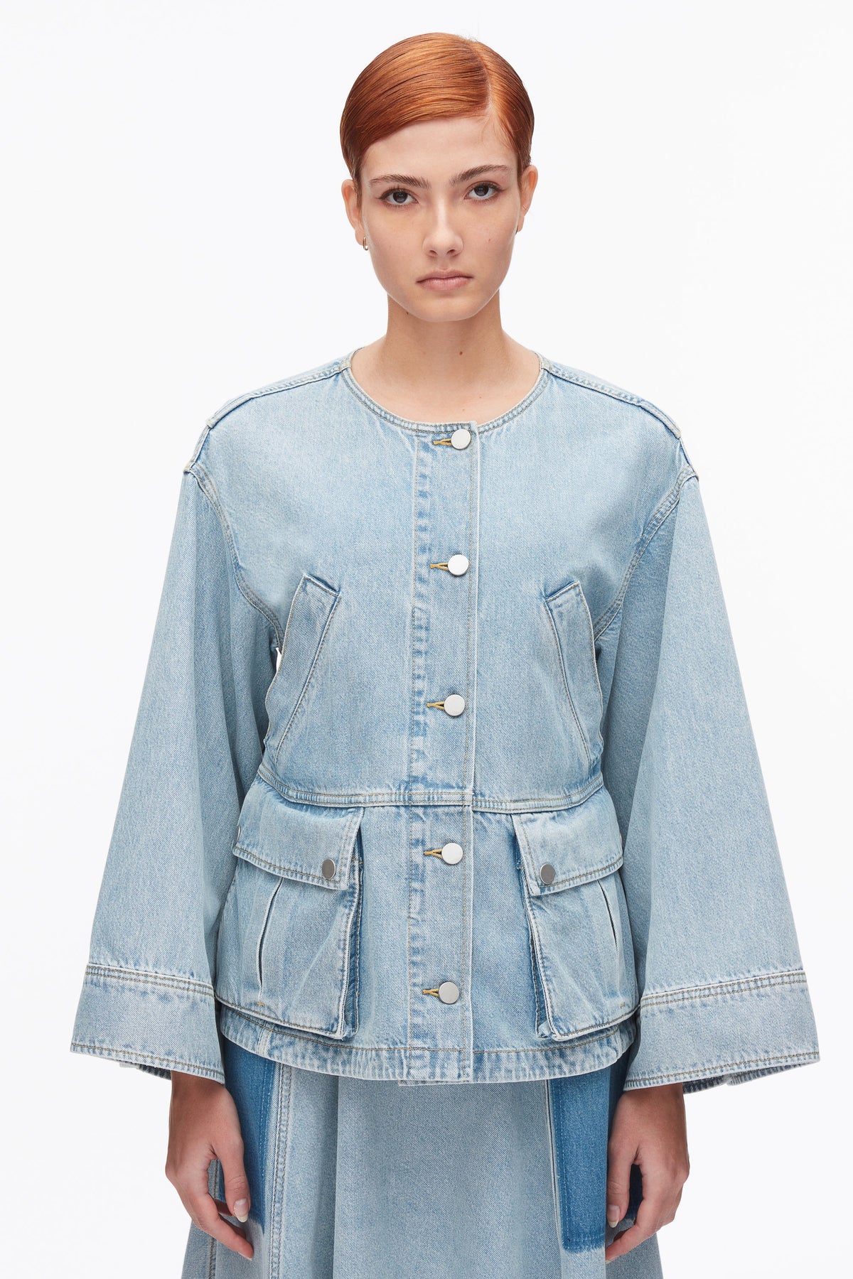 Collarless Trapeze Denim Jacket - 3.1 Phillip Lim Latest