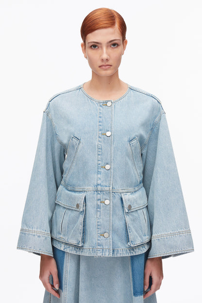Collarless Trapeze Denim Jacket - 3.1 Phillip Lim Latest