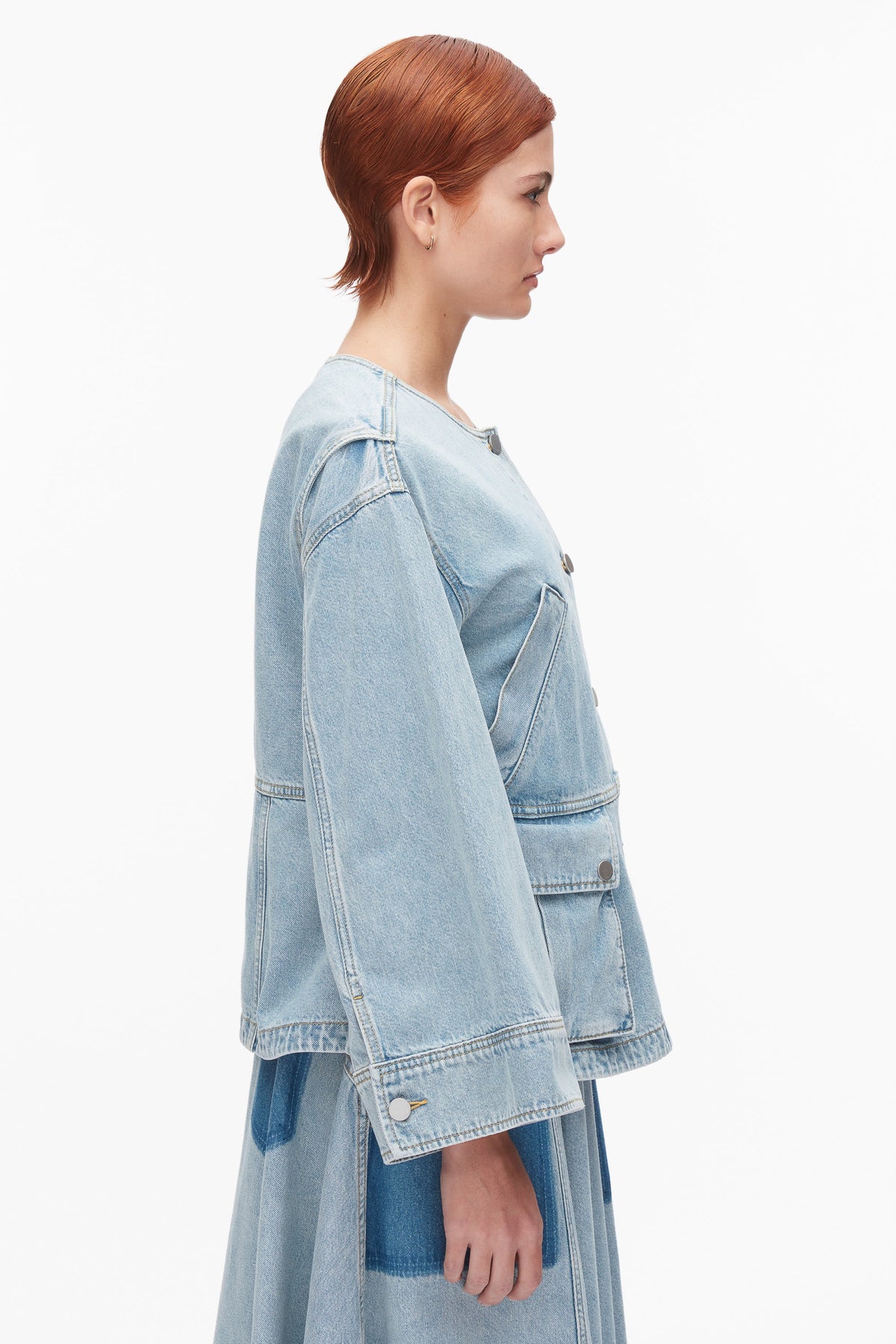Collarless Trapeze Denim Jacket - 3.1 Phillip Lim Latest