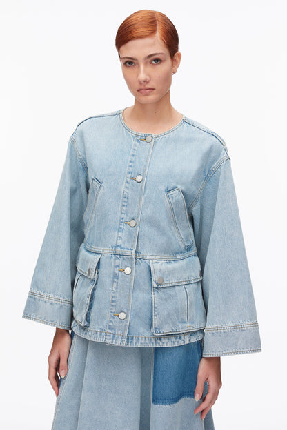 Collarless Trapeze Denim Jacket - 3.1 Phillip Lim Latest