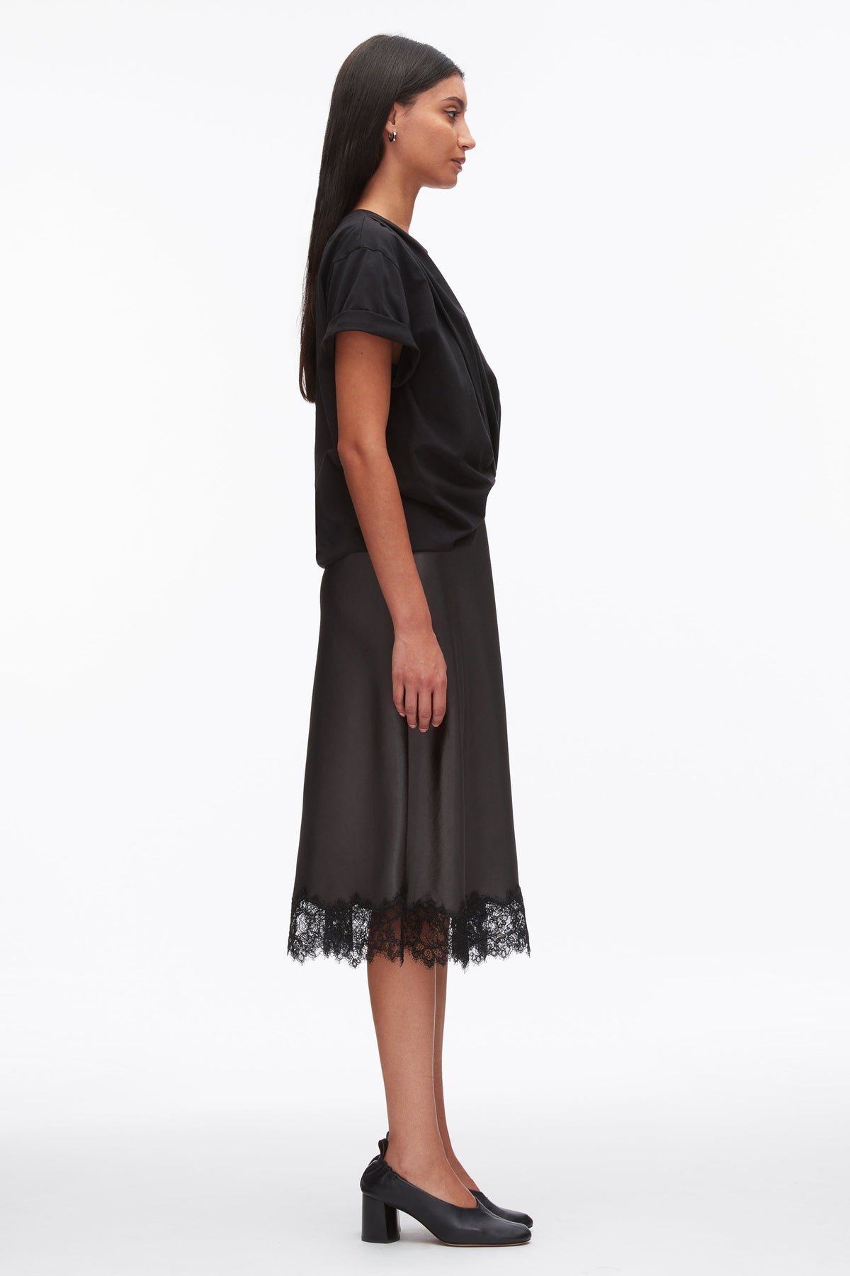 Draped Combo T-Shirt Dress with Lace Trim - 3.1 Phillip Lim Value