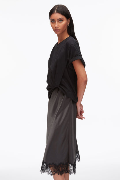 Draped Combo T-Shirt Dress with Lace Trim - 3.1 Phillip Lim Value