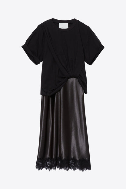 Draped Combo T-Shirt Dress with Lace Trim - 3.1 Phillip Lim Value