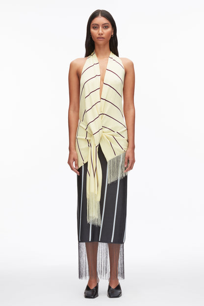 Draped Stripe Halter Top with Fringe - 3.1 Phillip Lim Special Offer