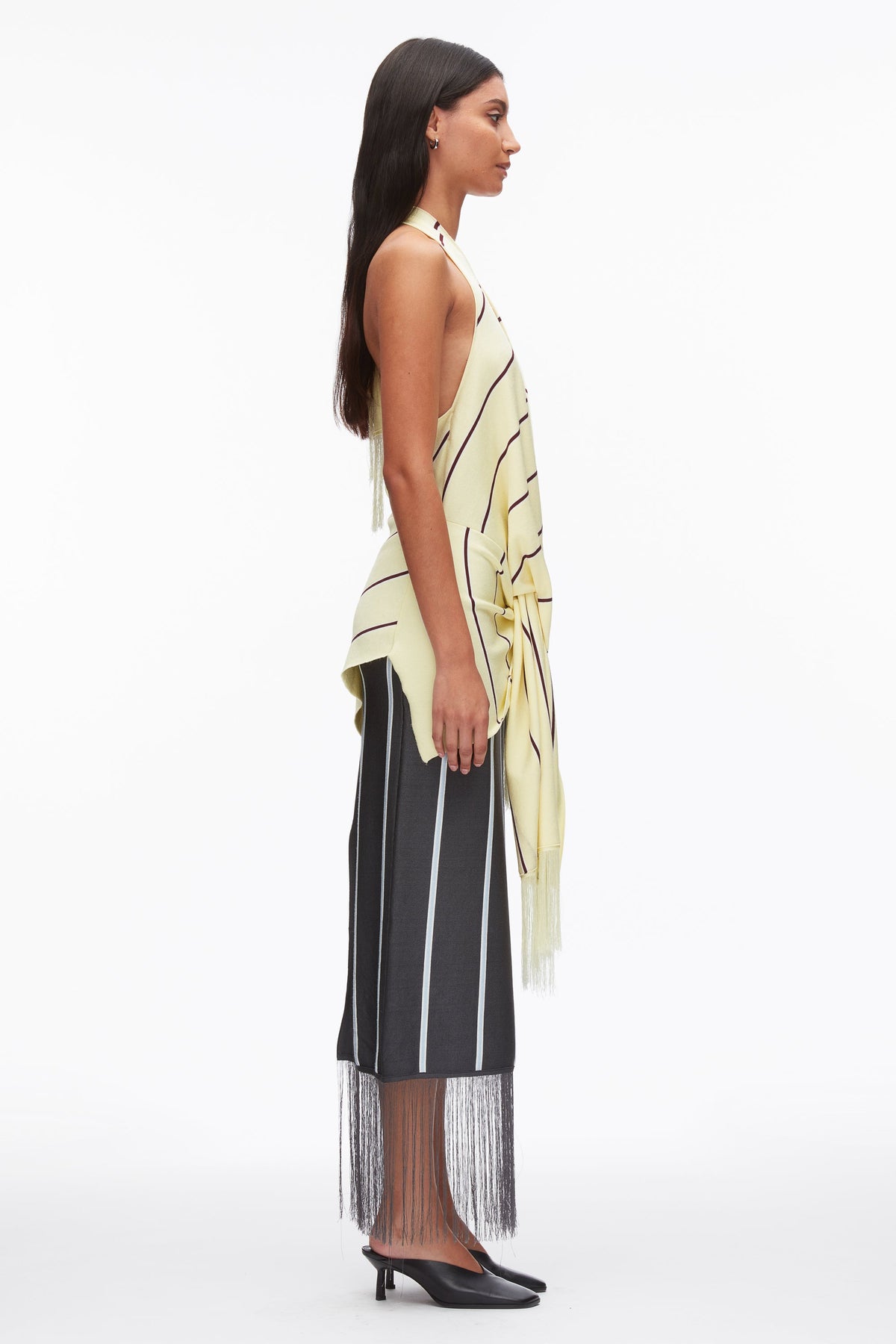 Draped Stripe Halter Top with Fringe - 3.1 Phillip Lim Special Offer