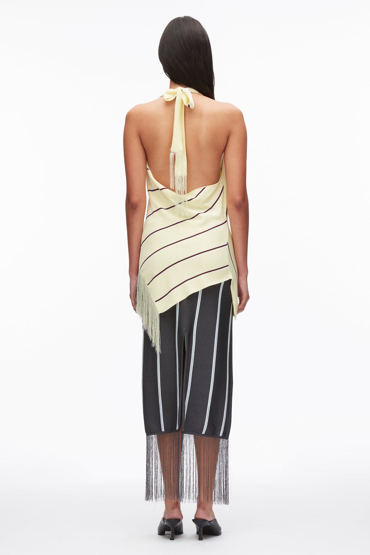 Draped Stripe Halter Top with Fringe - 3.1 Phillip Lim Special Offer