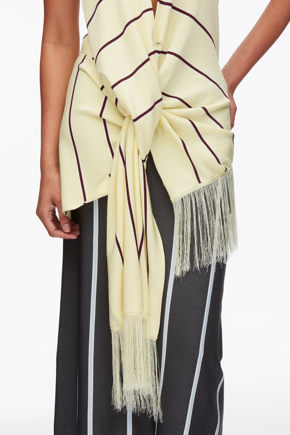 Draped Stripe Halter Top with Fringe - 3.1 Phillip Lim Special Offer