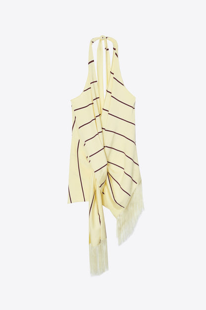 Draped Stripe Halter Top with Fringe - 3.1 Phillip Lim Special Offer