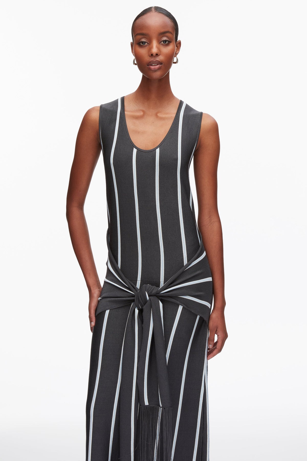 Stripe Midi Dress with Fringe Waist Tie - 3.1 Phillip Lim Classic