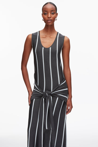 Stripe Midi Dress with Fringe Waist Tie - 3.1 Phillip Lim Classic