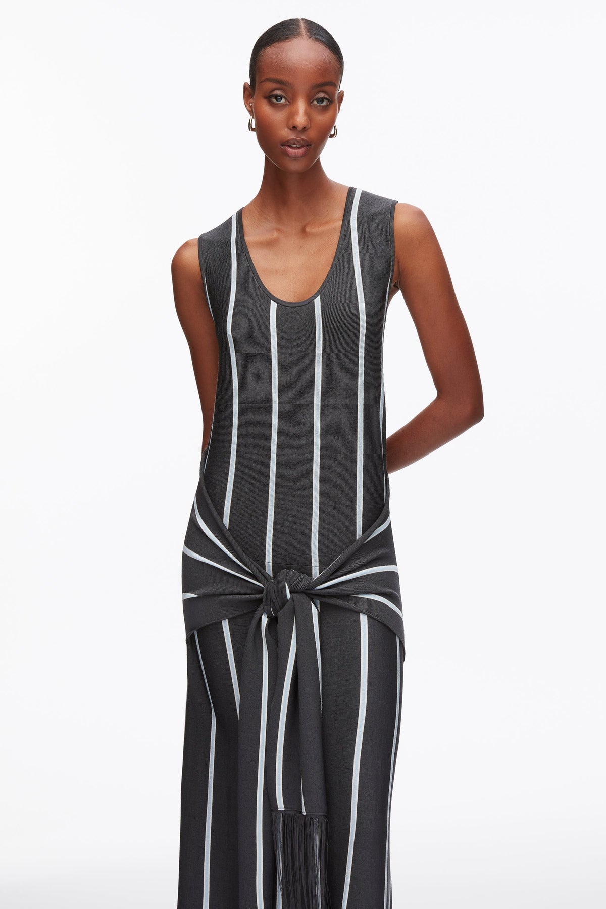 Stripe Midi Dress with Fringe Waist Tie - 3.1 Phillip Lim Classic