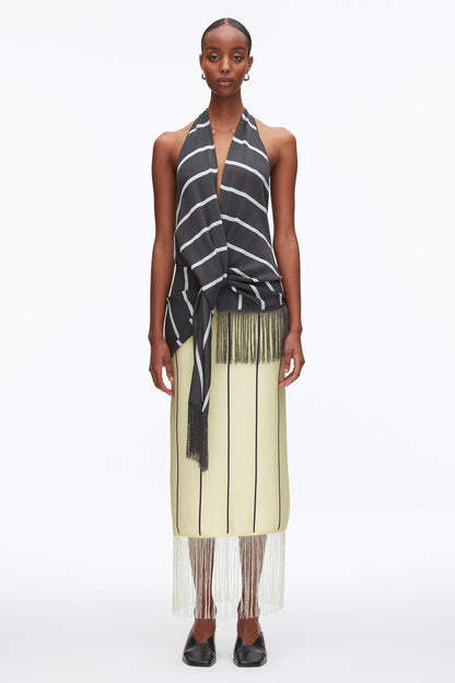 Draped Stripe Halter Top with Fringe - 3.1 Phillip Lim Best Seller