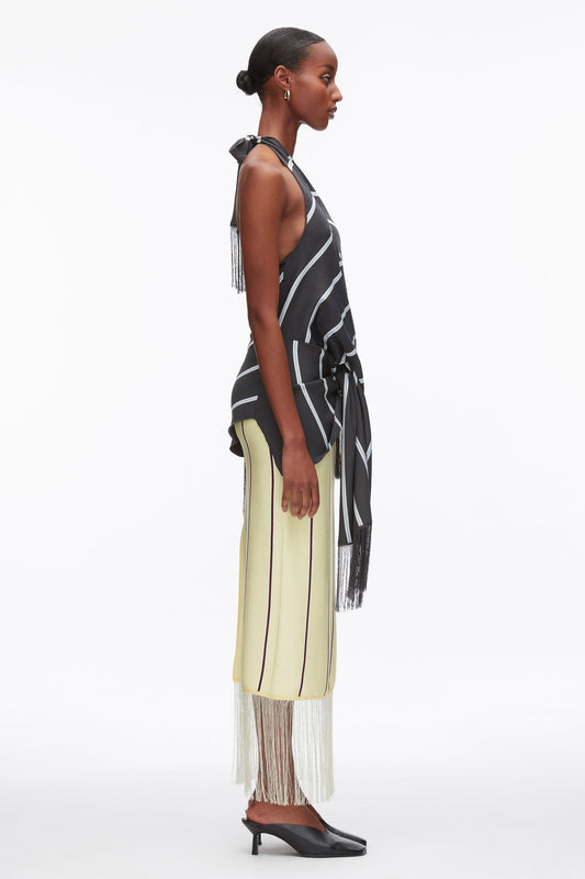 Draped Stripe Halter Top with Fringe - 3.1 Phillip Lim Best Seller