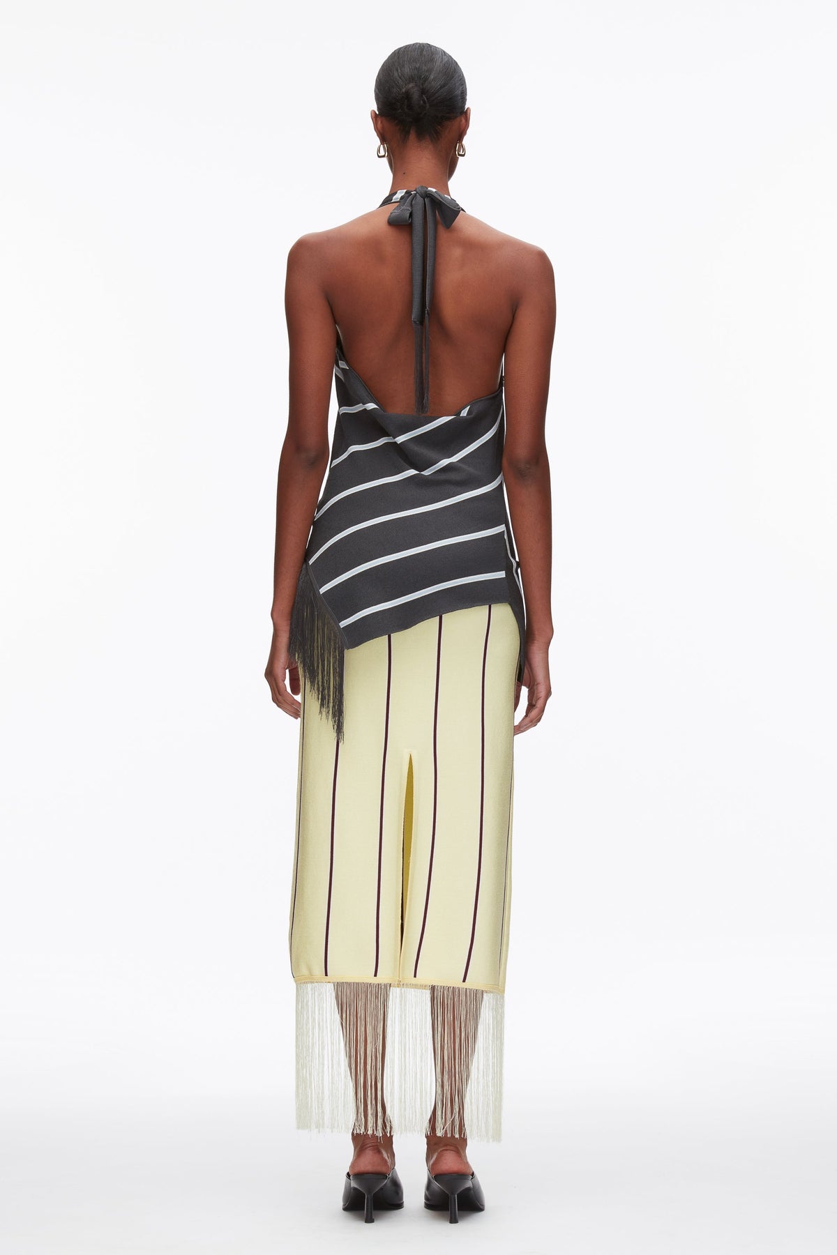 Draped Stripe Halter Top with Fringe - 3.1 Phillip Lim Best Seller
