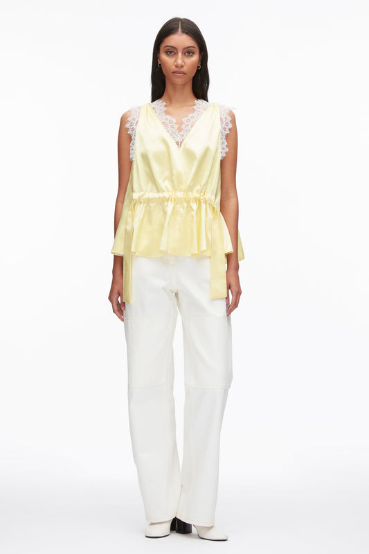 Sleeveless Satin V-Neck with Lace Trim - 3.1 Phillip Lim Featured