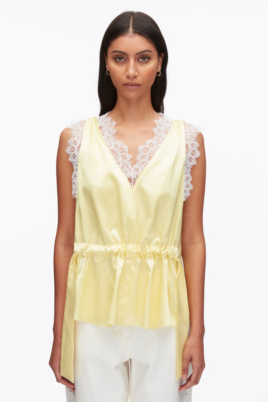 Sleeveless Satin V-Neck with Lace Trim - 3.1 Phillip Lim Featured