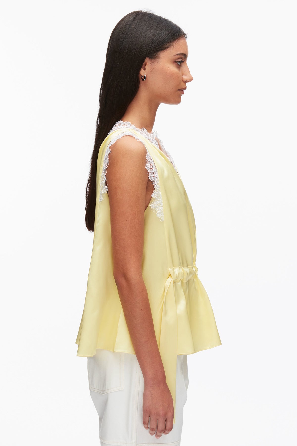 Sleeveless Satin V-Neck with Lace Trim - 3.1 Phillip Lim Featured