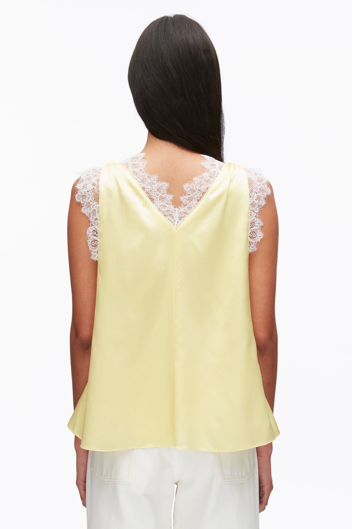 Sleeveless Satin V-Neck with Lace Trim - 3.1 Phillip Lim Featured