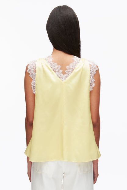 Sleeveless Satin V-Neck with Lace Trim - 3.1 Phillip Lim Featured