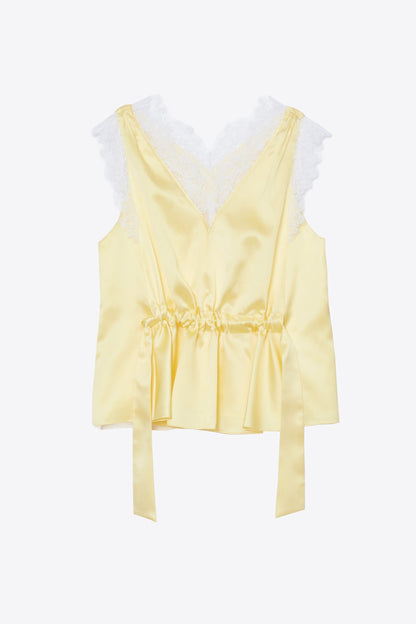 Sleeveless Satin V-Neck with Lace Trim - 3.1 Phillip Lim Featured