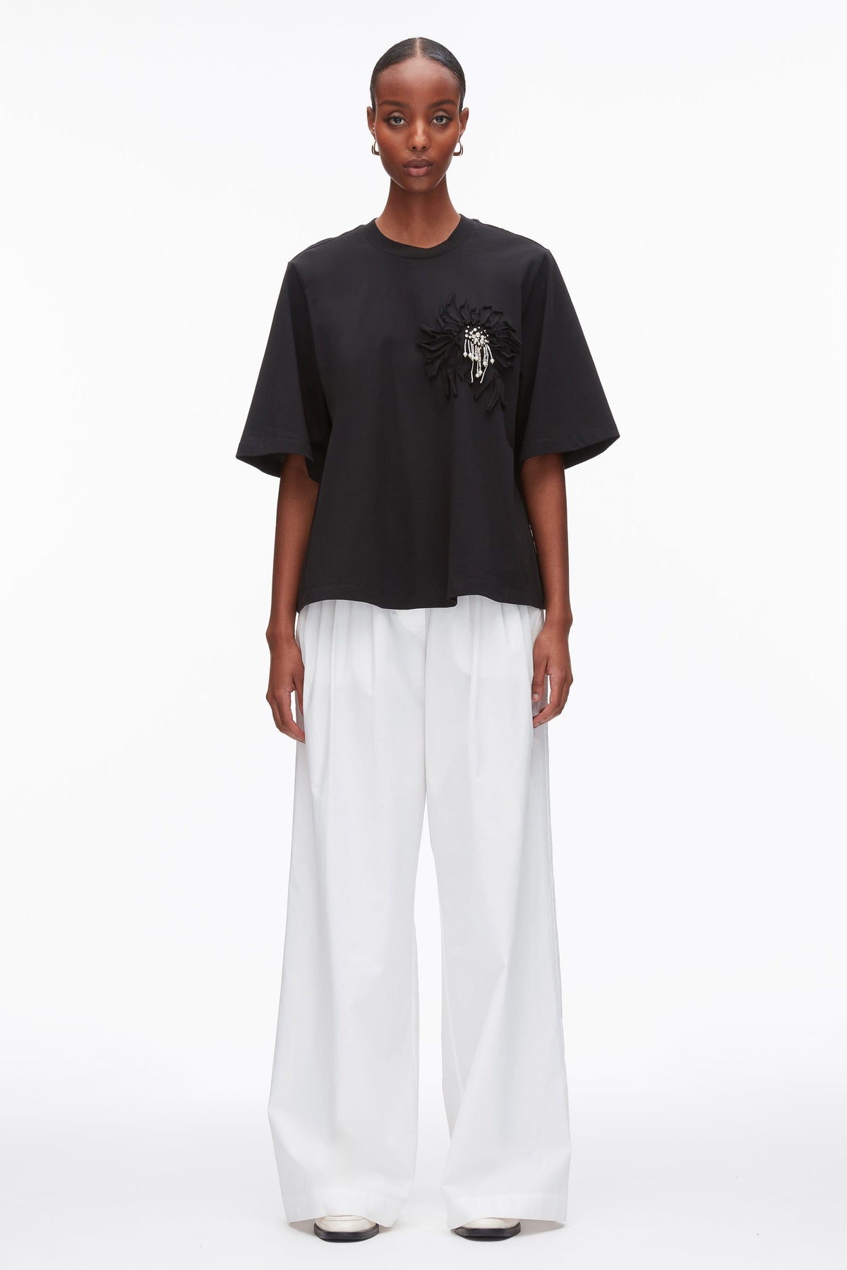 Trapeze T-Shirt with Floral Appliqué - 3.1 Phillip Lim Classic