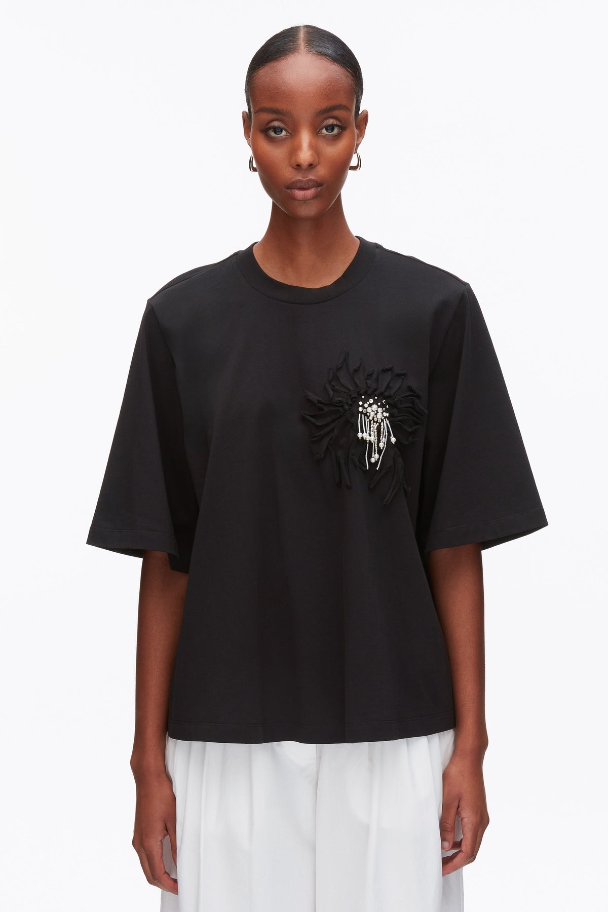 Trapeze T-Shirt with Floral Appliqué - 3.1 Phillip Lim Classic