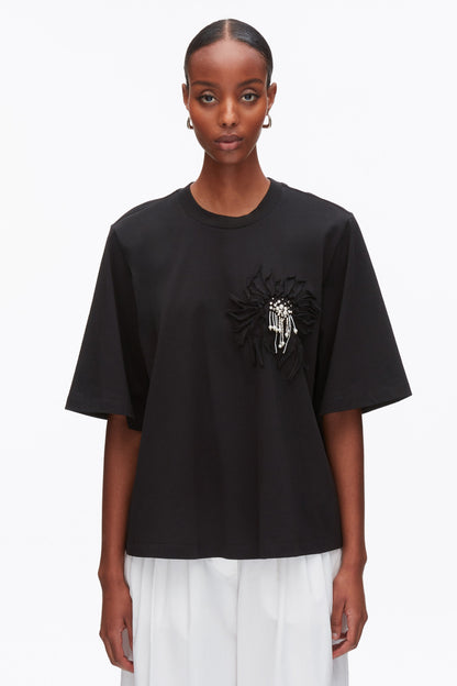 Trapeze T-Shirt with Floral Appliqué - 3.1 Phillip Lim Classic