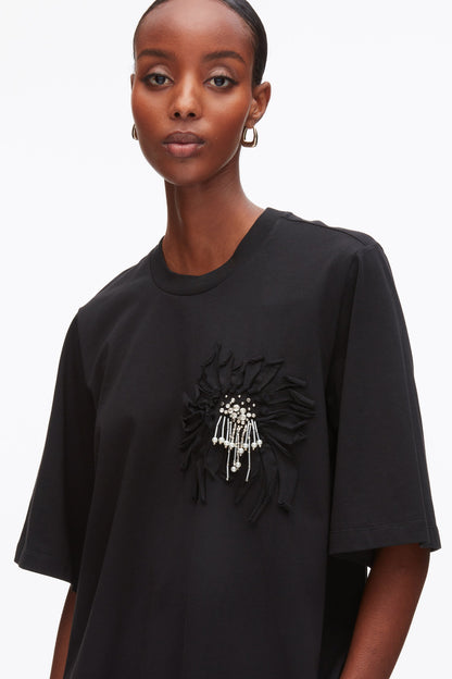 Trapeze T-Shirt with Floral Appliqué - 3.1 Phillip Lim Classic
