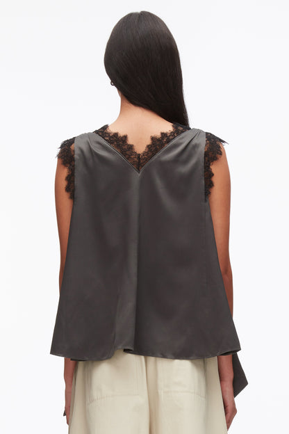 Sleeveless Satin V-Neck with Lace Trim - 3.1 Phillip Lim Top Pick