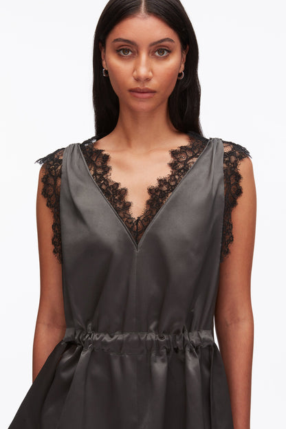 Sleeveless Satin V-Neck with Lace Trim - 3.1 Phillip Lim Top Pick