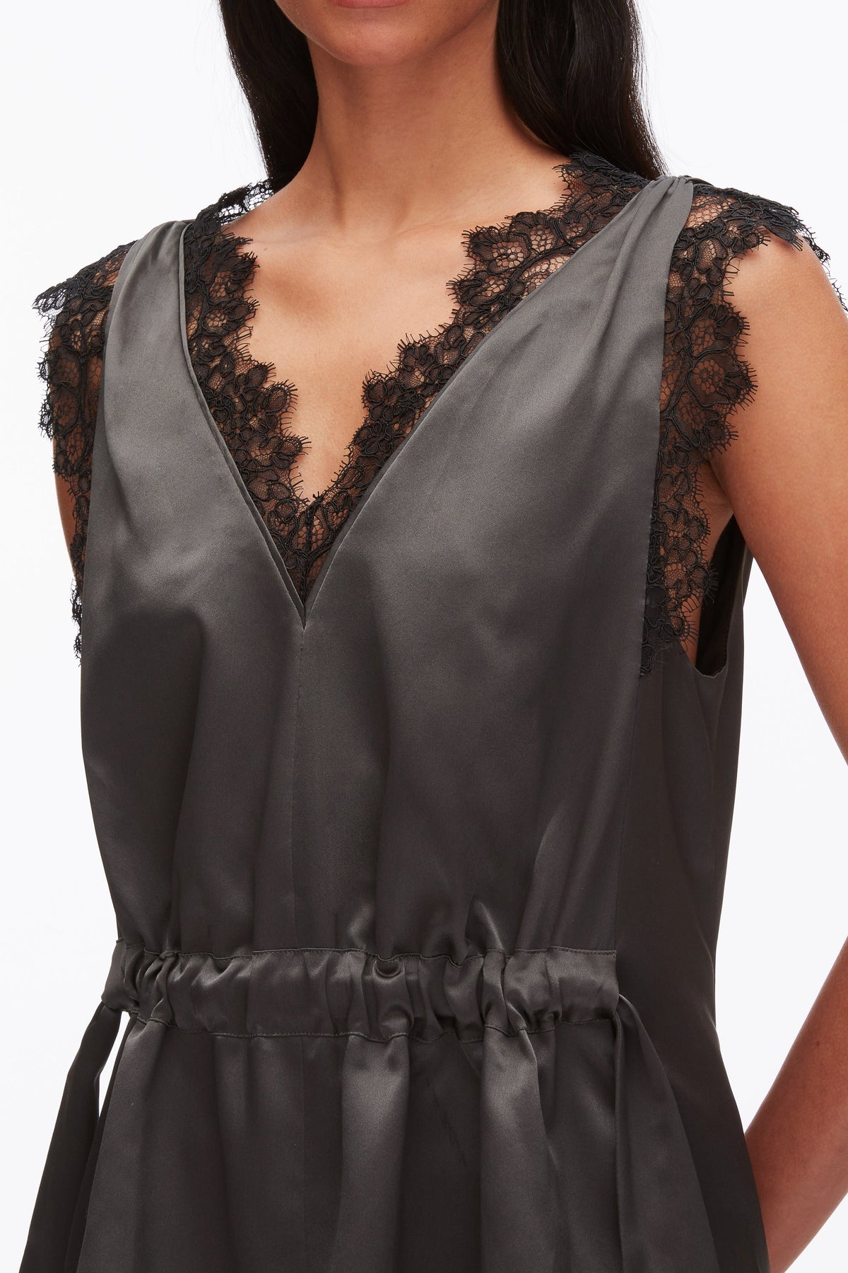Sleeveless Satin V-Neck with Lace Trim - 3.1 Phillip Lim Top Pick