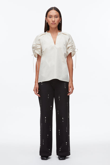 Ruched Sleeve V-Neck Top - 3.1 Phillip Lim Smart Buy