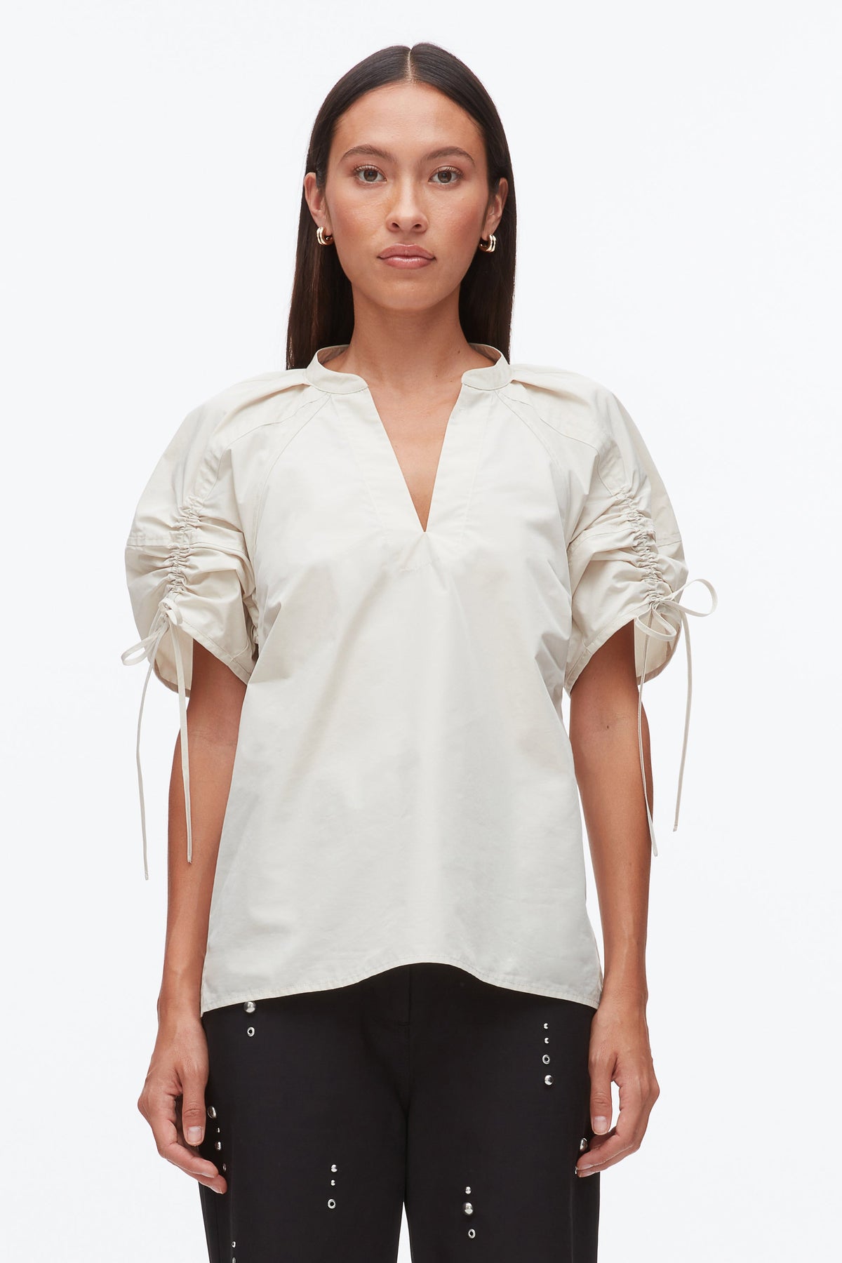 Ruched Sleeve V-Neck Top - 3.1 Phillip Lim Smart Buy