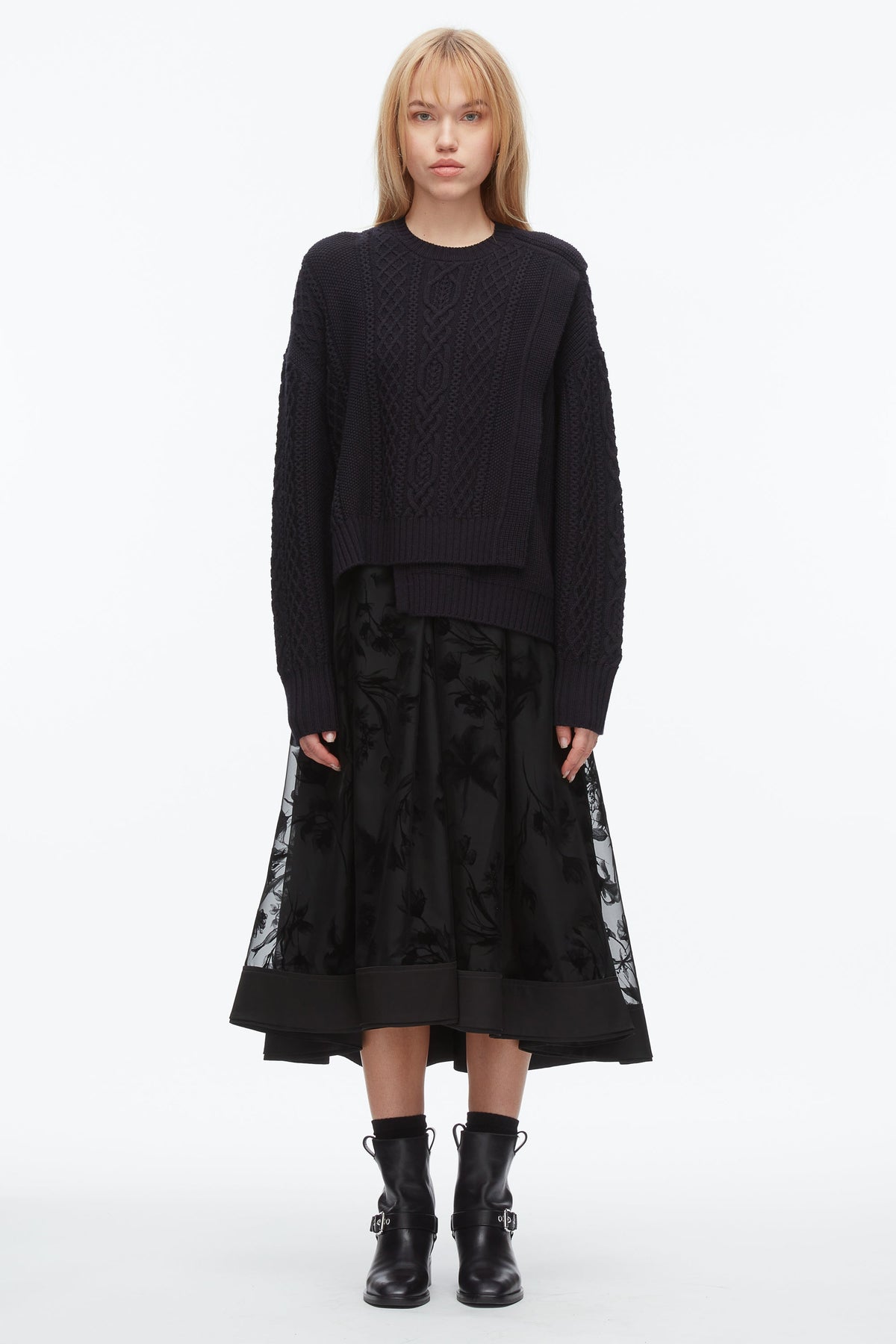 Cable Mix Double Layer Crewneck - 3.1 Phillip Lim Hot Sale