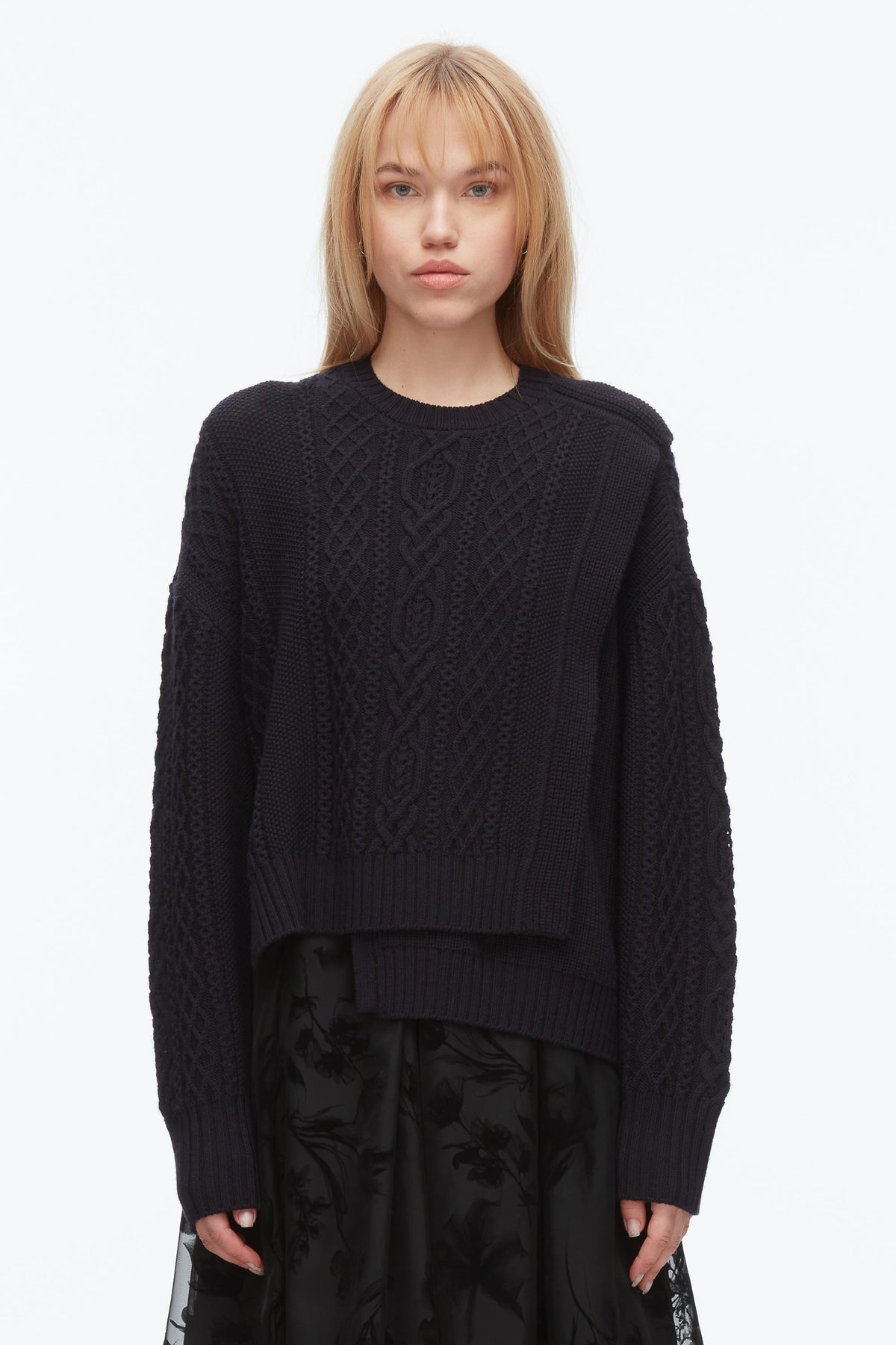 Cable Mix Double Layer Crewneck - 3.1 Phillip Lim Hot Sale