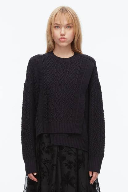 Cable Mix Double Layer Crewneck - 3.1 Phillip Lim Hot Sale