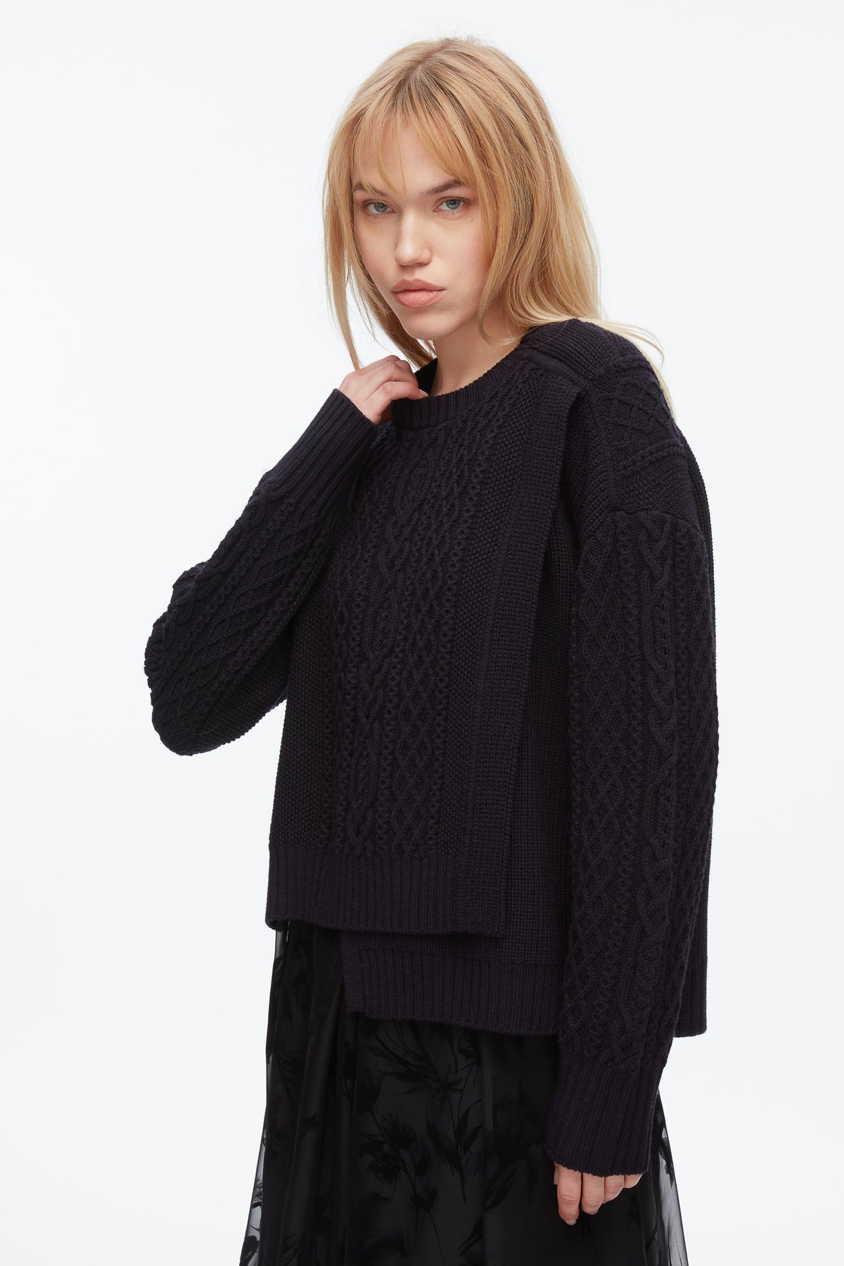 Cable Mix Double Layer Crewneck - 3.1 Phillip Lim Hot Sale