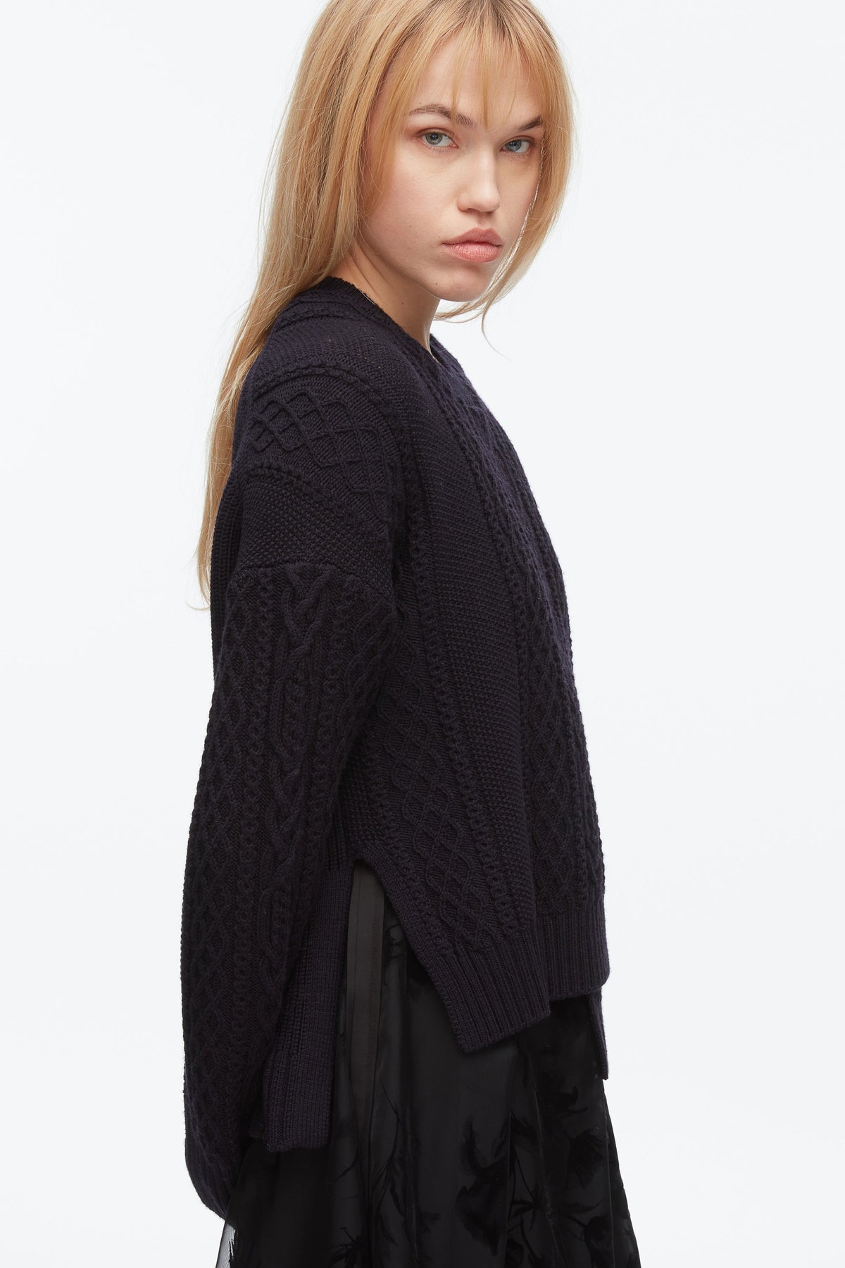 Cable Mix Double Layer Crewneck - 3.1 Phillip Lim Hot Sale