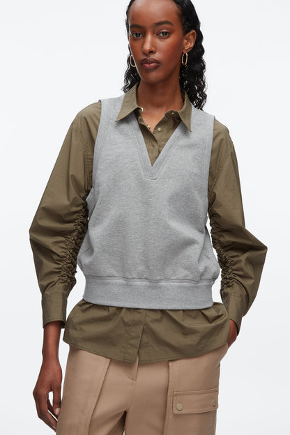 Layered Vest Ruched Sleeve Shirt - 3.1 Phillip Lim New