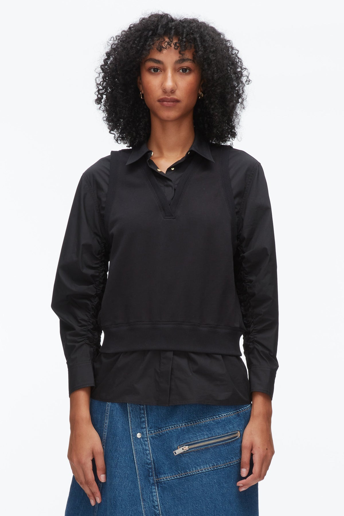 Layered Vest Ruched Sleeve Shirt - 3.1 Phillip Lim Trusted