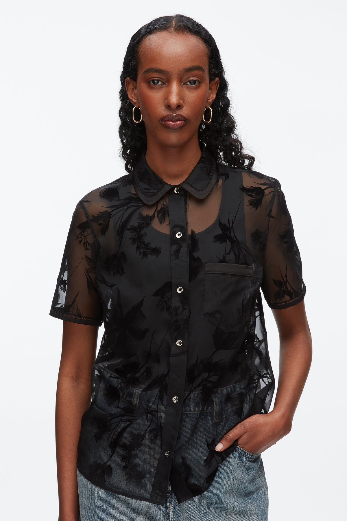 Flocked Organza Short Sleeve Shirt - 3.1 Phillip Lim Top Pick