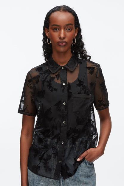 Flocked Organza Short Sleeve Shirt - 3.1 Phillip Lim Top Pick